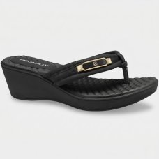 Chinelo Anabela Piccadilly Detalhe Conforto Napa Soft - Preto