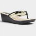 Chinelo Anabela Piccadilly Detalhe Conforto Napa Soft - Preto e Bege