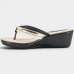 Chinelo Anabela Piccadilly Detalhe Conforto Napa Soft - Preto e Bege