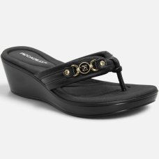 Tamanco Anabela Piccadilly Detalhe Casual Napa - Preto