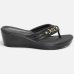 Tamanco Anabela Piccadilly Detalhe Casual Napa - Preto