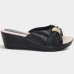 Tamanco Anabela Piccadilly Detalhe Conforto Napa - Preto e Bege