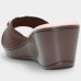 Tamanco Anabela Piccadilly Detalhe Conforto Napa Linho - Marrom Escuro