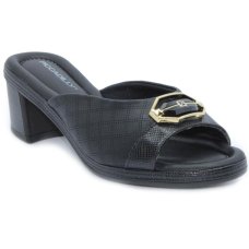 Tamanco Piccadilly Conforto Detalhes Feminino - Preto