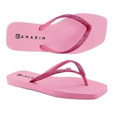 Chinelo Ramarim Glitter de Dedo Bico Quadrado - Rosa