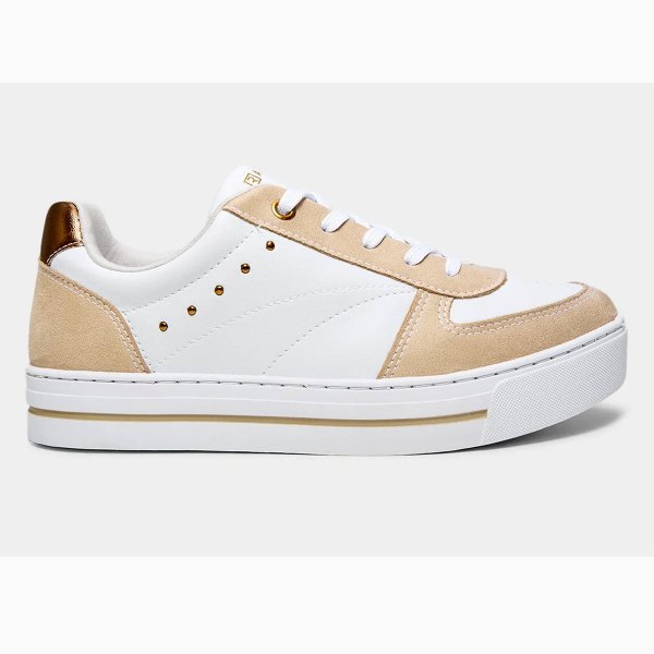 Tênis Ramarim Casual Feminino - Branco e Bege
