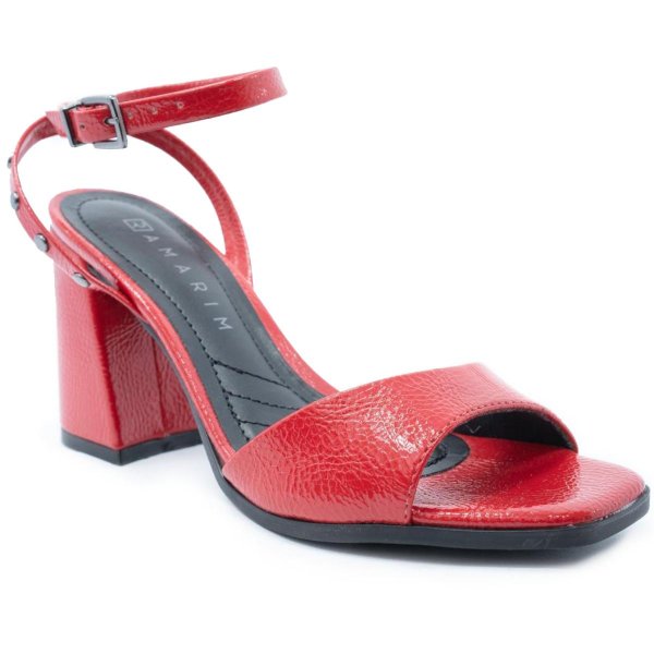 Sandália Ramarim Salto Bloco Médio Feminina - Vermelho