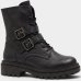 Bota Coturno Ramarim Fivela Tratorada Cano Médio Feminina - Preto