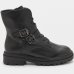Bota Coturno Ramarim Fivela Tratorada Cano Médio Feminina - Preto