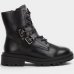 Bota Coturno Ramarim Fivela Tratorada Cano Médio Feminina - Preto