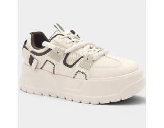 Tênis Ramarim Streetwear Plataforma Feminino - Branco e Marrom Tênis Ramarim Streetwear Plataforma Feminino - Branco e Marrom