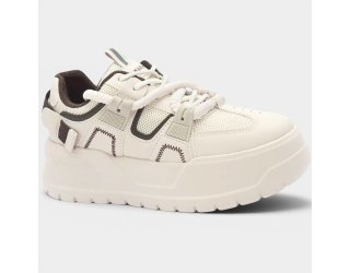 Tênis Ramarim Streetwear Plataforma Feminino - Branco e Marrom Tênis Ramarim Streetwear Plataforma Feminino - Branco e Marrom
