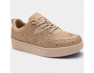 Tênis Ramarim Casual Sneaker Strass Feminino - Bege Tênis Ramarim Casual Sneaker Strass Feminino - Bege