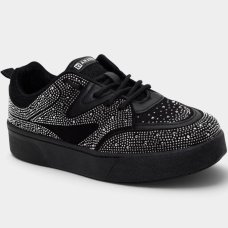 Tênis Ramarim Casual Sneaker Strass Feminino - Preto