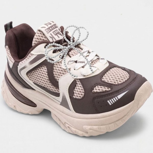 Tênis Ramarim Chunky Kyoto Feminino - Branco e Marrom Escuro