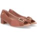 Peep Toe Couro Usaflex Salto Bloco Enfeite Metal - Marrom