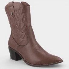 Bota Via Marte Western Cano Médio Feminina - Marrom