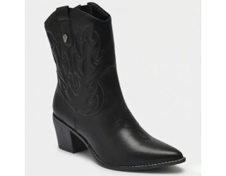 Bota Via Marte Western Cano Médio Feminina - Preto