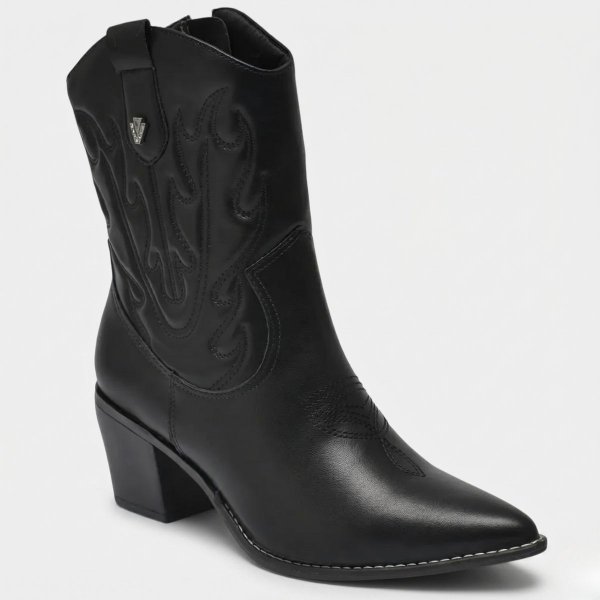 Bota Via Marte Western Cano Médio Feminina - Preto