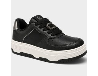 Tênis Via Marte Casual Detalhe Strass Feminino - Preto Tênis Via Marte Casual Detalhe Strass Feminino - Preto