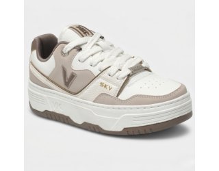 Tênis Via Marte Casual Feminino - Bege e Branco