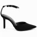 Scarpin Via Marte Salto Fino Strass Nobuck Feminina - Preto