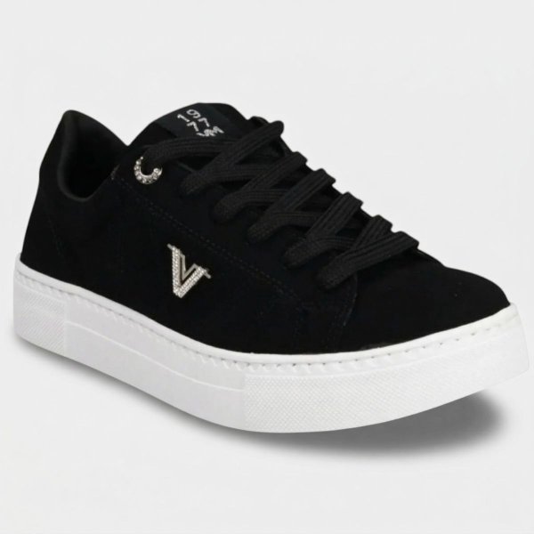 Tênis Via Marte Plataforma Detalhes Cravejados Feminino - Preto
