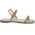 Rasteira Via Marte Metalizado Strass Feminina - Dourado