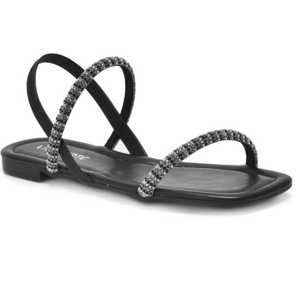 Rasteira Via Marte Strass Feminina - Preto