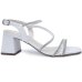 Sandália Via Marte Salto Bloco Strass Feminina - Branco