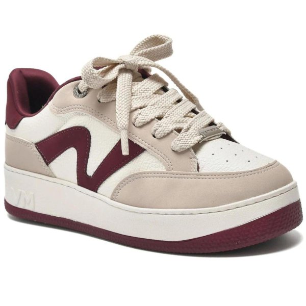 Tênis Via Marte Casual Perfuros Feminino - Off White e Bordô