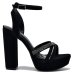 Sandália Via Marte Plataforma Tiras Strass Feminina - Preto