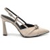 Scarpin Via Marte Salto Médio Fivelas Detalhe Feminino - Creme
