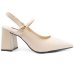Scarpin Via Marte Salto Bloco Detalhe Feminino - Creme