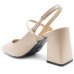 Scarpin Via Marte Salto Bloco Detalhe Feminino - Creme