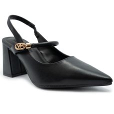 Scarpin Via Marte Salto Bloco Detalhe Feminino - Preto