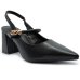 Scarpin Via Marte Salto Bloco Detalhe Feminino - Preto