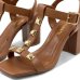Sandália Via Marte Salto Grosso Spikes Feminina - Caramelo