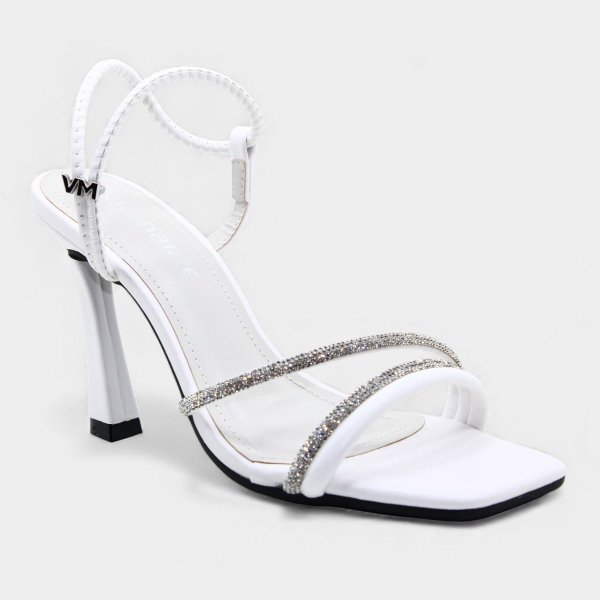 Sandália Via Marte Strass Aberta Feminina - Branco