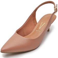 Scarpin Vizzano Slingback Bico Fino Salto Baixo - Nude