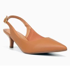 Scarpin Vizzano Slingback Bico Fino Salto Baixo - Caramelo