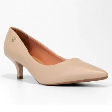 Scarpin Vizzano Salto Baixo Básico Bico Fino Feminino - Bege