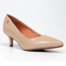 Scarpin Vizzano Salto Baixo Verniz Feminino - Bege