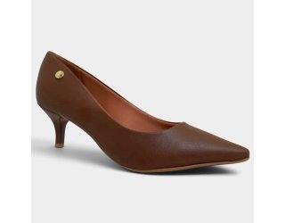 Scarpin Vizzano Salto Baixo Básico Bico Fino Feminino - Marrom Scarpin Vizzano Salto Baixo Básico Bico Fino Feminino - Marrom