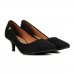 Scarpin Vizzano Camurça Salto Baixo Bico Fino - Preto