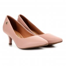 Scarpin Vizzano Salto Baixo Básico Bico Fino Feminino - Rosa Claro