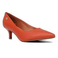 Scarpin Vizzano Salto Baixo Básico Bico Fino Feminino - Telha