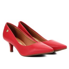 Scarpin Vizzano Salto Baixo Básico Bico Fino Feminino - Vermelho