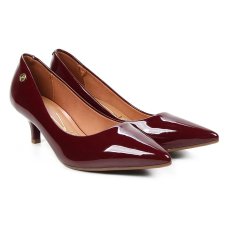 Scarpin Vizzano Salto Baixo Verniz Feminino - Vinho