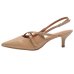 Scarpin Vizzano Slingback Salto Fino Baixo Verniz - Bege